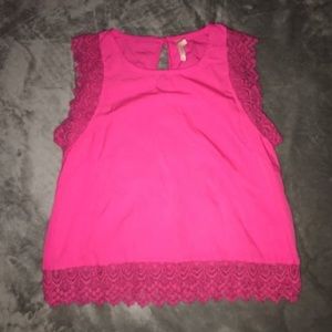 Pink lace tank